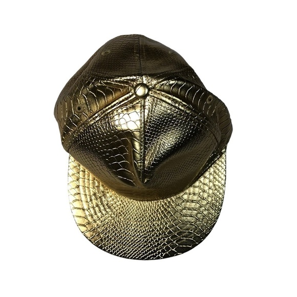 Boutique Gold Snake Print Snapback Baseball Hat - Picture 1 of 2